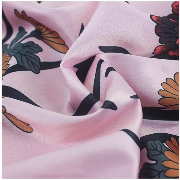 NEW! Pink Floral Silk Bodysuit - Picture 6 of 7